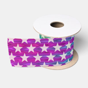 Funny Stars Pattern transparent + your background Satin Ribbon