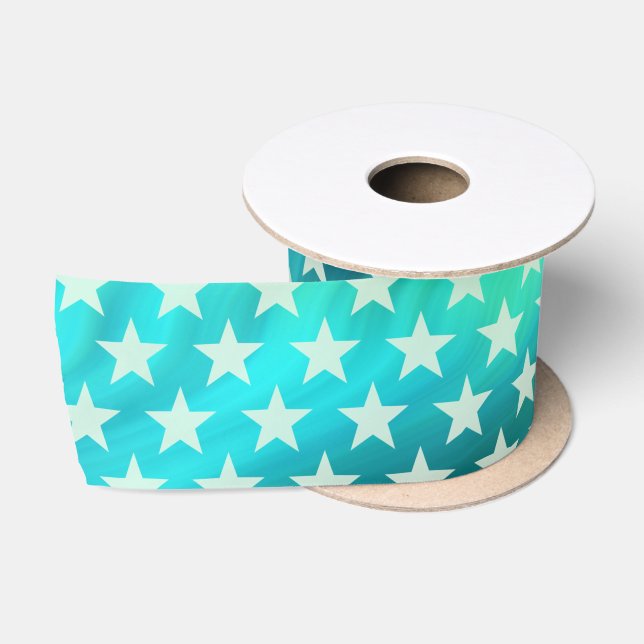 Funny Stars Pattern transparent + your background Satin Ribbon (Spool)