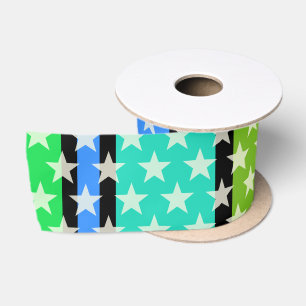 Funny Stars Pattern transparent + your background Satin Ribbon
