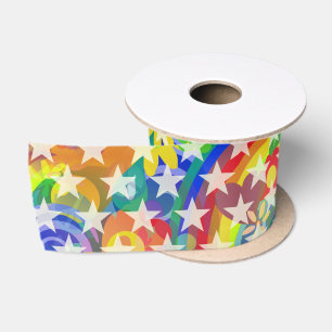 Funny Stars Pattern transparent + your background Satin Ribbon