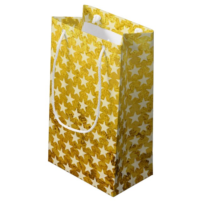 Funny Stars Pattern transparent + your background Small Gift Bag (Back Angled)