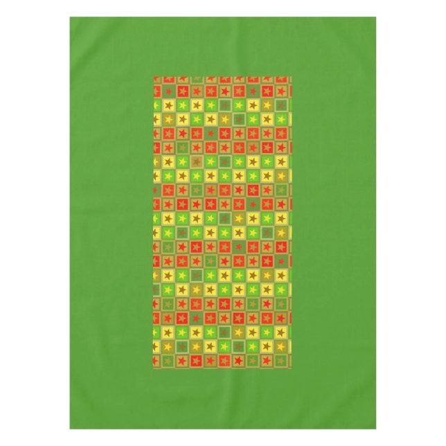Funny Stars & Squares Pattern + your idea Tablecloth (Front)