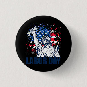Funny Statue Of Liberty USA Flag Labour Day Patrio 3 Cm Round Badge