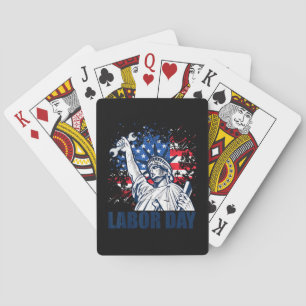 Funny Statue Of Liberty USA Flag Labour Day Patrio Playing Cards
