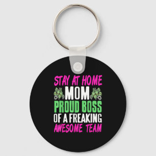 Funny Stay At Home Mum Boss Proud Of Awesome Famil Key Ring