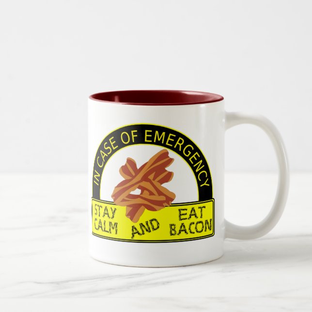 Funny Stay Calm, Eat Bacon Mug (Right)