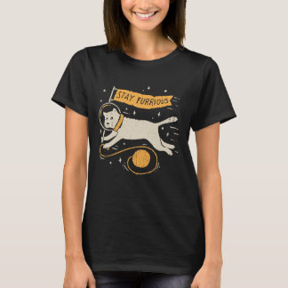 Funny Stay Furrious Cat Astronaut Space Pet Wool T-Shirt