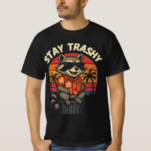 Funny Stay Trashy Sunset Racoon  T-Shirt