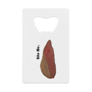 Funny Steak Cartoon, “Bite Me” Meat Pun Design