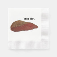 Funny Steak Cartoon, “Bite Me” Meat Pun Design