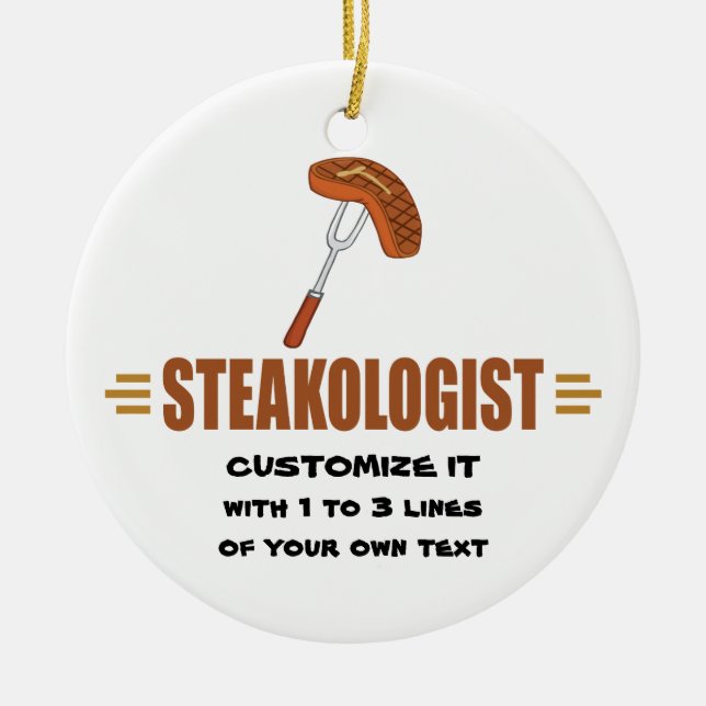 Funny Steak Ceramic Tree Decoration (Front)