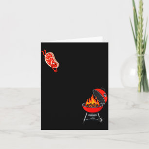 Funny Steak Jumping On To Grill Dive Flying Bbq Card
