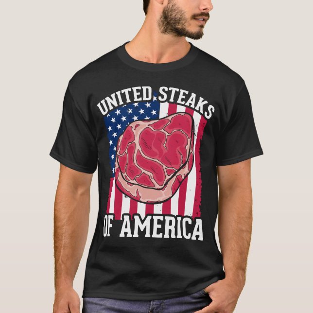 Funny Steaks Lover American Meat Butcher Humour T-Shirt (Front)