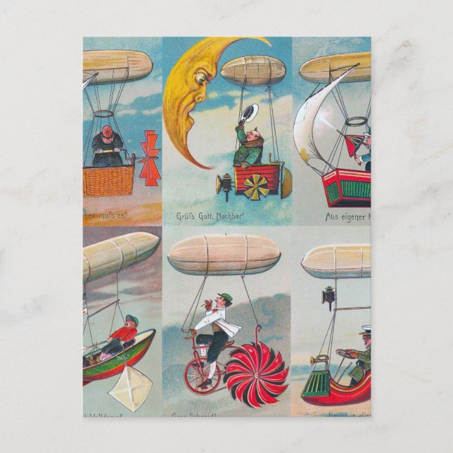 funny steampunk air machines wacky inventions postcard (Front)