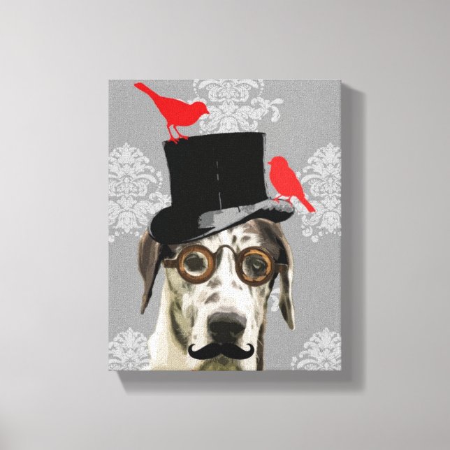 Funny steampunk dog canvas print (Front)