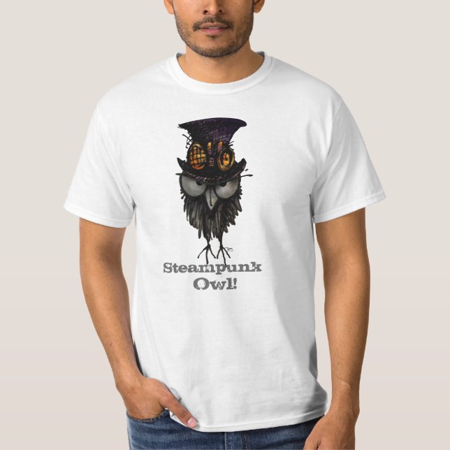 Funny Steampunk Owl T-Shirt (Front)