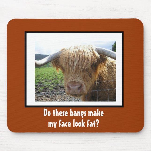 Funny Steer with Bangs Mouse Pad (Front)