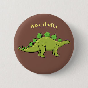 Funny stegosaurus dinosaur cartoon 6 cm round badge