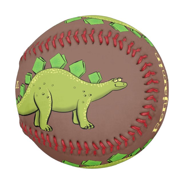 Funny stegosaurus dinosaur cartoon baseball (Front Right)
