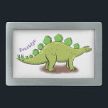 Funny stegosaurus dinosaur cartoon belt buckle<br><div class="desc">This fun sign features our green stegosaurus dinosaur cartoon. Add your own text to make it special.</div>