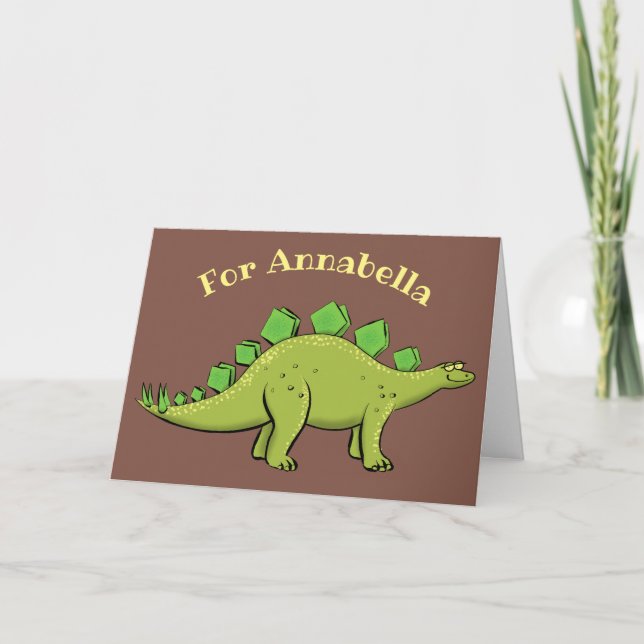 Funny stegosaurus dinosaur cartoon card (Front)