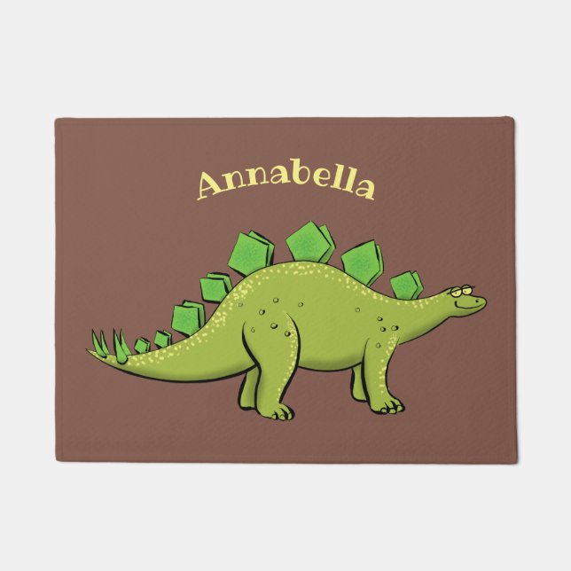 Funny stegosaurus dinosaur cartoon doormat (Front)