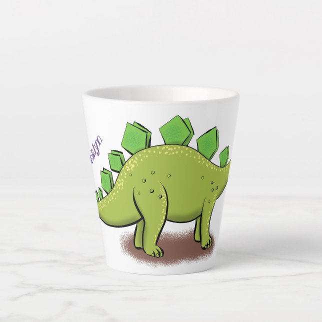 Funny stegosaurus dinosaur cartoon latte mug (Front)