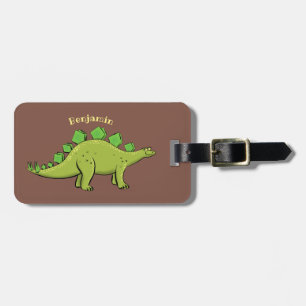 Funny stegosaurus dinosaur cartoon luggage tag