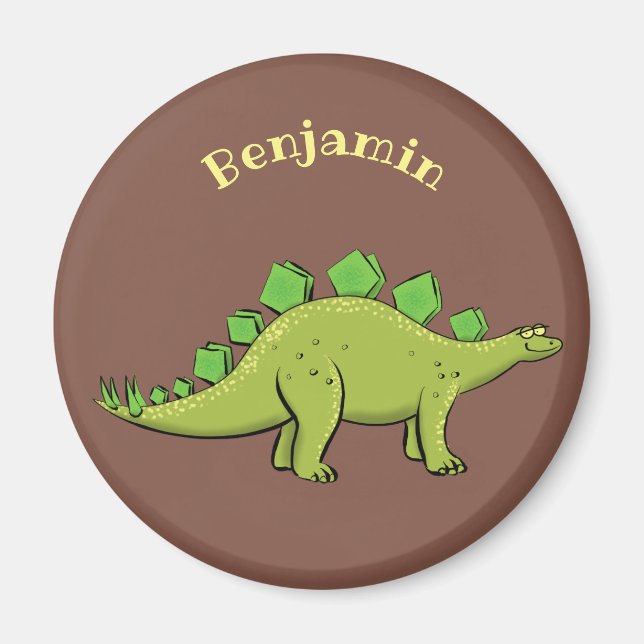 Funny stegosaurus dinosaur cartoon magnet (Front)