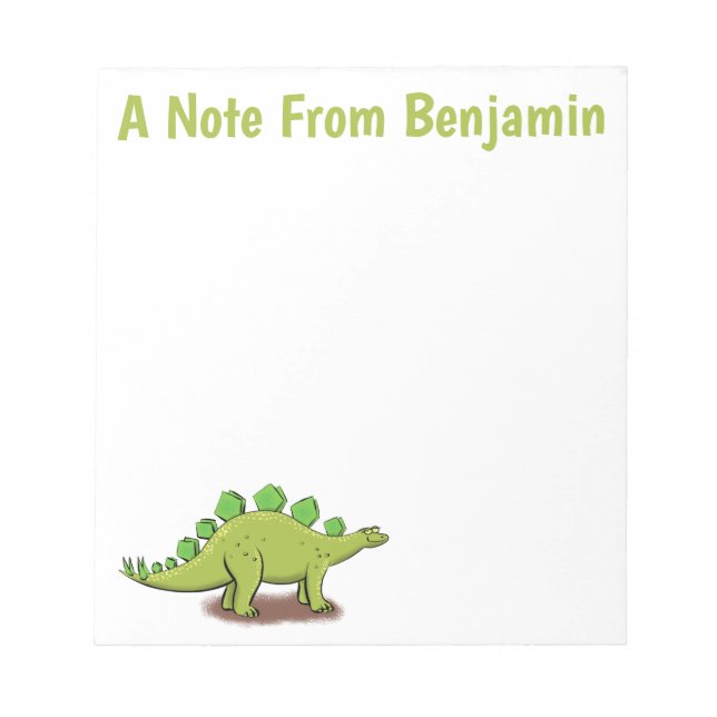 Funny stegosaurus dinosaur cartoon notepad (Front)