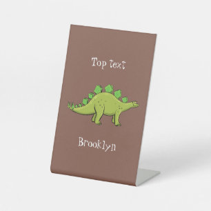 Funny stegosaurus dinosaur cartoon pedestal sign