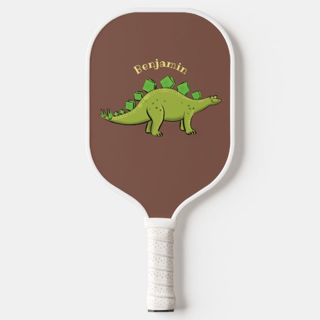 Funny stegosaurus dinosaur cartoon  pickleball paddle (Front)