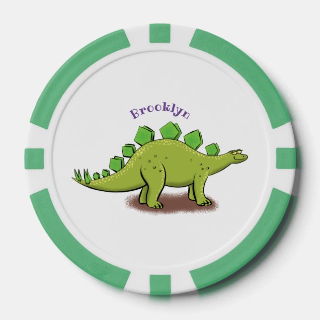 Funny stegosaurus dinosaur cartoon poker chips (Front)