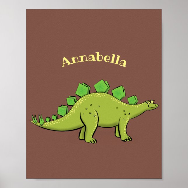 Funny stegosaurus dinosaur cartoon poster (Front)
