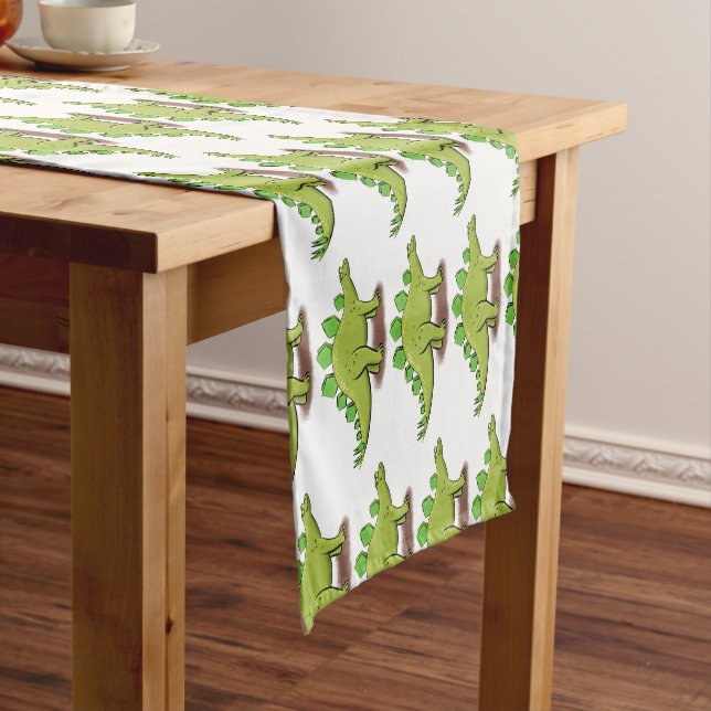 Funny stegosaurus dinosaur cartoon short table runner (In Situ)