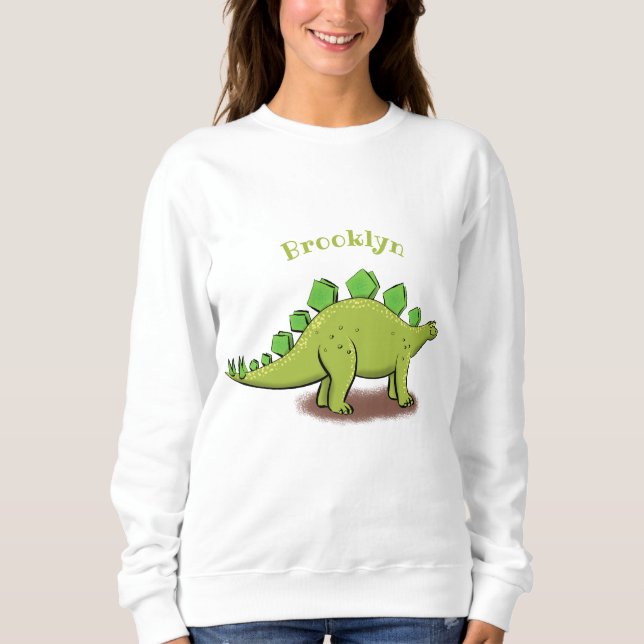 Funny stegosaurus dinosaur cartoon sweatshirt (Front)