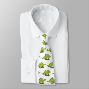 Funny stegosaurus dinosaur cartoon tie