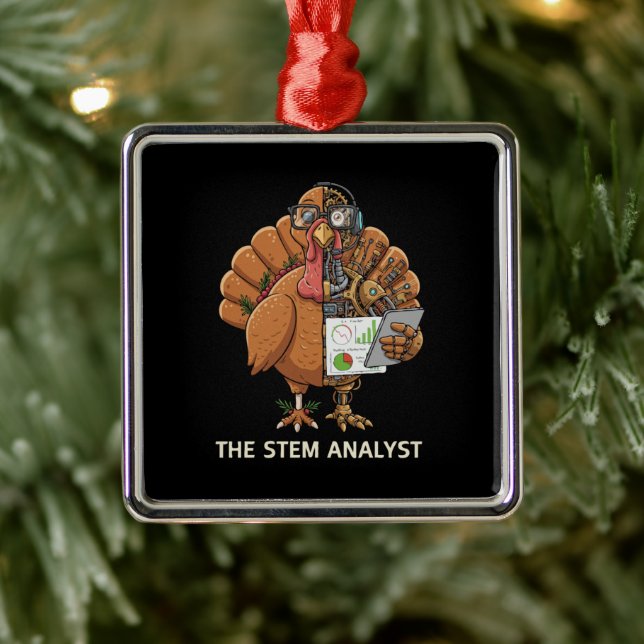  Funny STEM Analyst Robot Turkey Thanksgiving Gift Metal Tree Decoration (Tree)