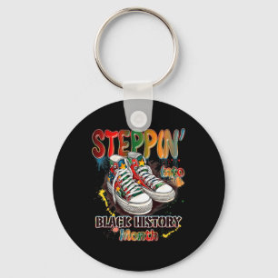 Funny Stepping Into Black History Month Shoes June Key Ring