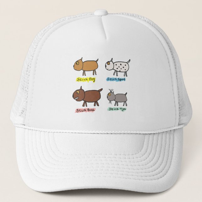 Funny Stick Dogs Trucker Hat (Front)