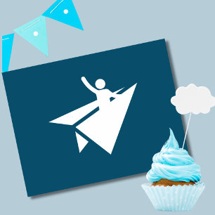 Funny Stick Figure Paper Aeroplane,Custom Birthday Postcard