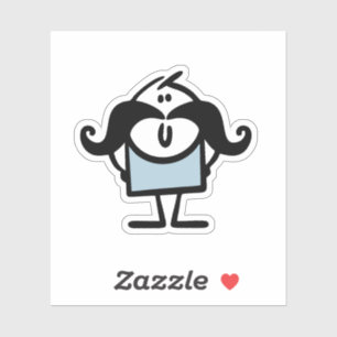Funny stick man with moustaches