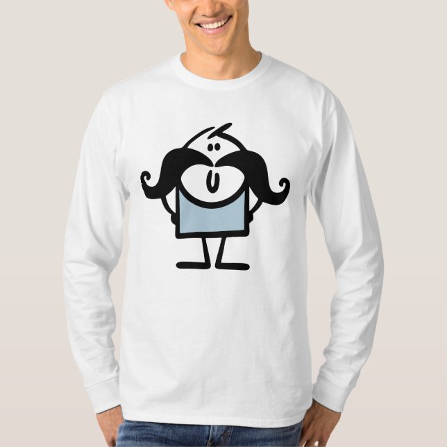 Funny stick man with moustaches T-Shirt (Front)