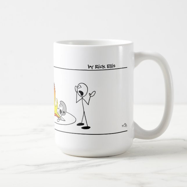 Funny Stick Men Wrestling Coffee Mug (Right)