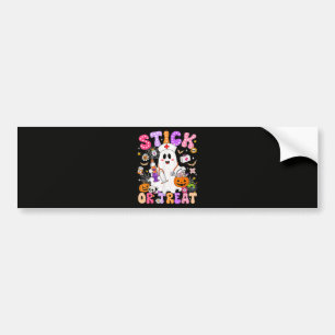 Funny Stick Or Treat Cute Nurse Ghost Halloween Bumper Sticker