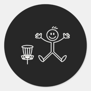 Funny Stick Person Frisbee Golf Player Disc Golf  Classic Round Sticker
