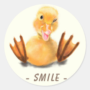 Funny Sticker Happy Yellow Duck Smile Custom Text