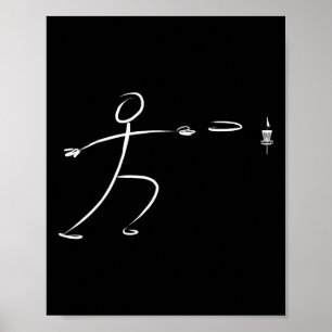 Funny Stickman Disc Golf Player Throwing Disc Golf Poster