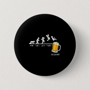 Funny Stickman Jumping Beer Days Of Week Friday Dr 6 Cm Round Badge