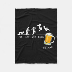 Funny Stickman Jumping Beer Days Of Week Friday Dr Fleece Blanket
